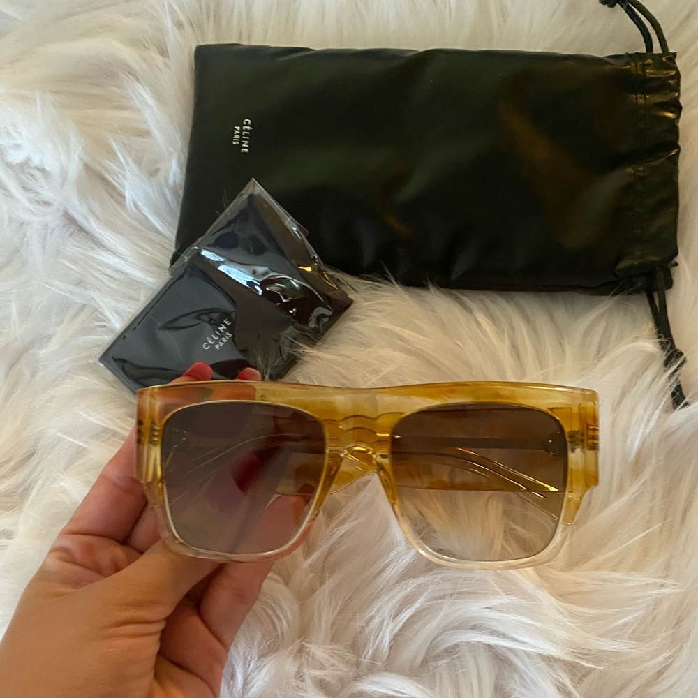 Celiné Square Acetate Sunglasses Yellow/ Golden